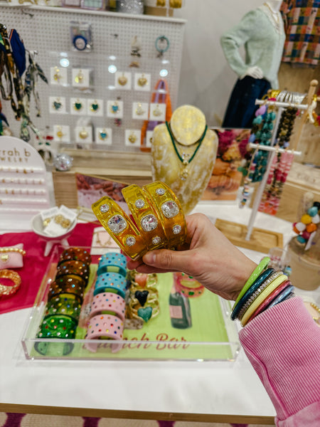 Rhinestone Bangle Yellow