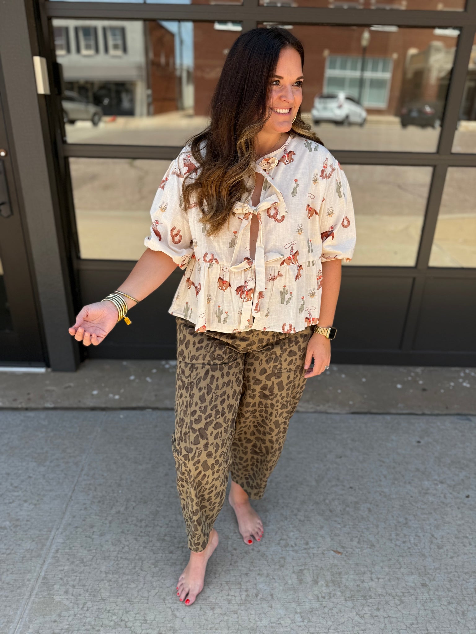Western Tie Front Blouse