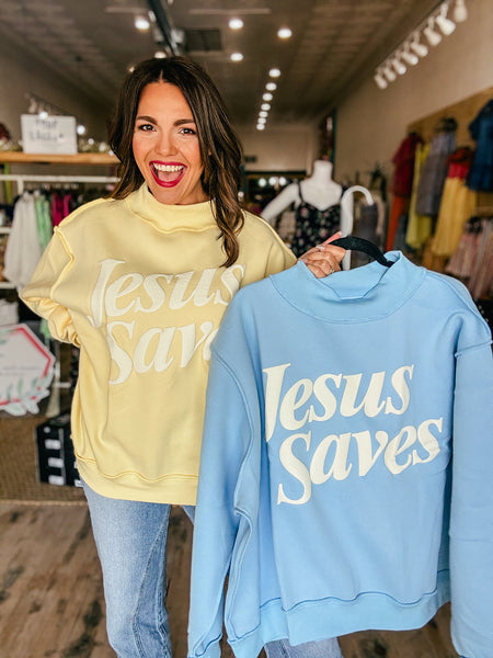 Jesus Saves Mock Neck Sweatshirt
