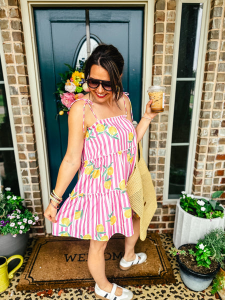 Sorrento Lemon Dress Small Pink