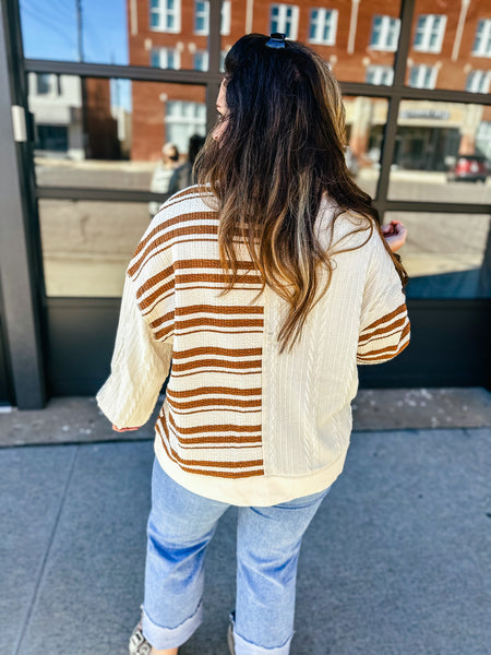 Camel Cable Collared Pullover    