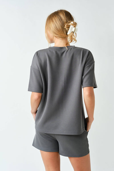 Mono B - Luxe Sand Wash Rib Classic Tee Set