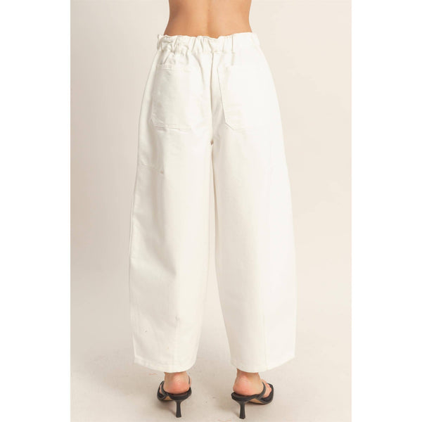 Jordyn White Denim Drawstring Pants