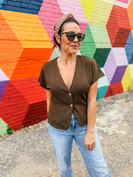 V-neck Dolman Sleeve Knit Top