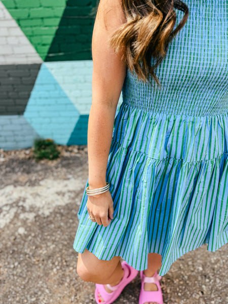 Blue & Green Stripe Dress