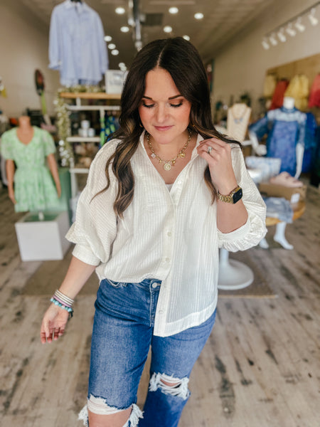 Off White Textured Blouse