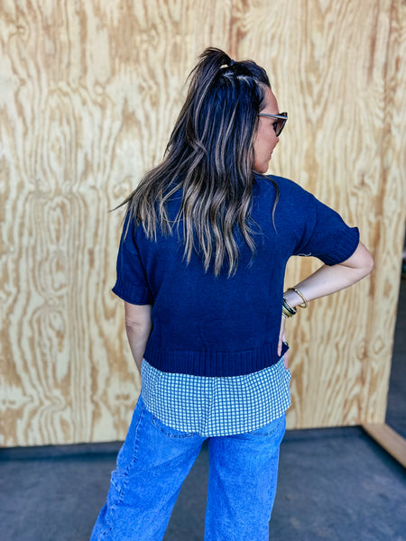 Rollup Neck & Sleeve Knit Layered Top