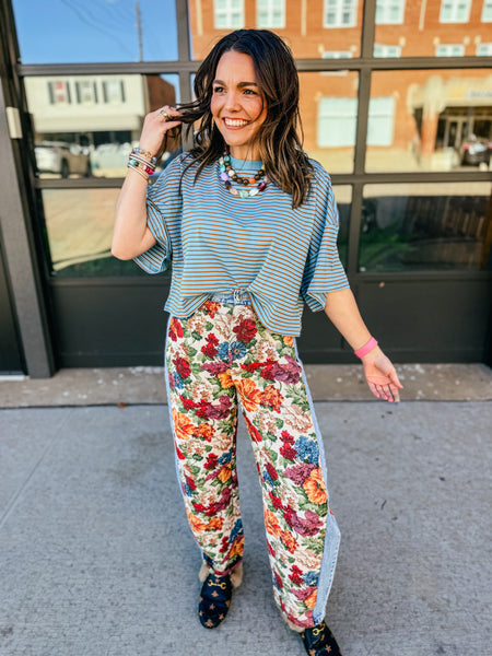 Easy Stripe Cropped Tee