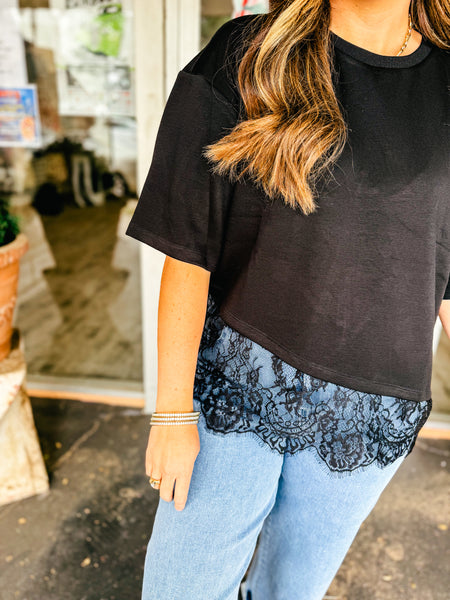 Lace Bottom Scuba Tee