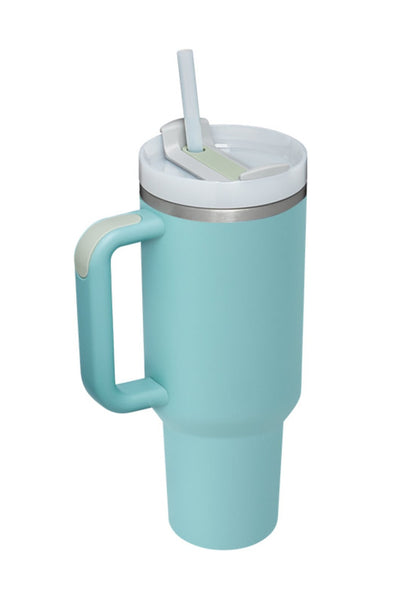 Stainless Steel Tumbler with Upgraded Handle and Straw Teal One Size