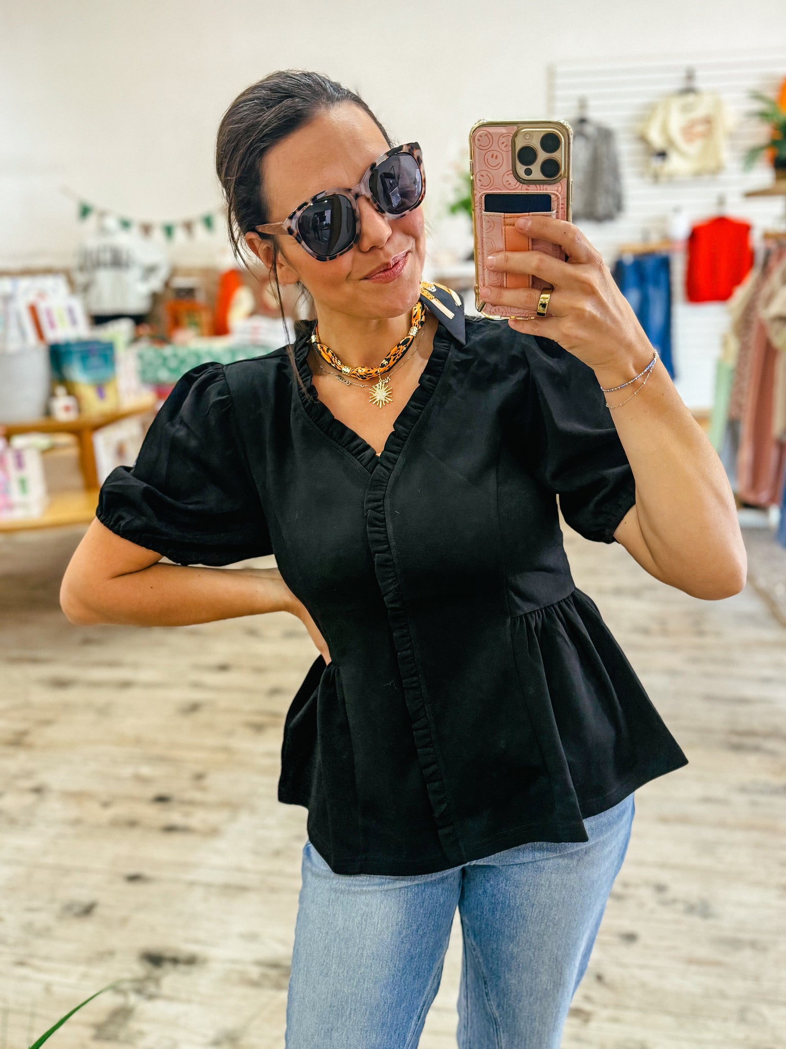 Black Ruffled Blouse