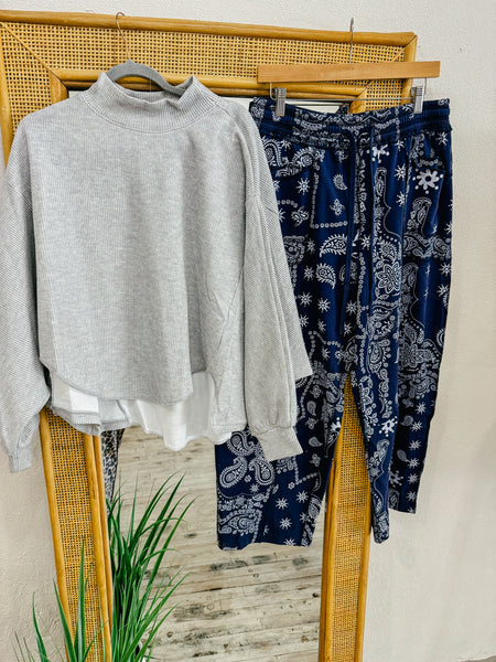Jagged Hem Sweatshirt S/M Heather Gray