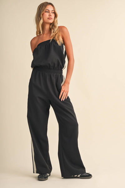 Klesis - IJP3448 STRAPLESS STRIPE TRIM JUMPSUIT