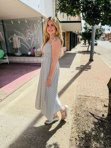 Black & Ecru Smocked Maxi