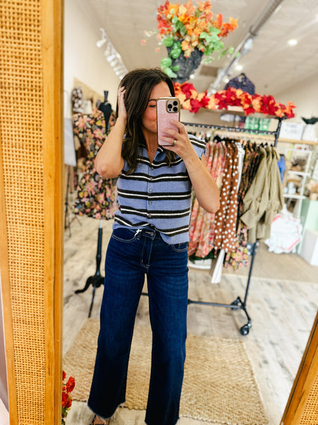 The Effortless Muse: High Rise Frayed Wide Leg Jeans