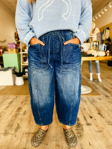 Ellie Drawstring Barrel Jeans PREORDER