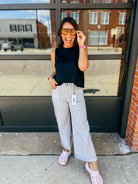 Kit Pinstripe Crop Denim