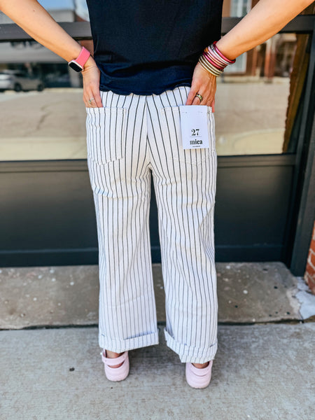 Kit Pinstripe Crop Denim