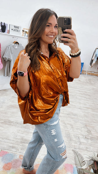 Metallic Orange Blouse    