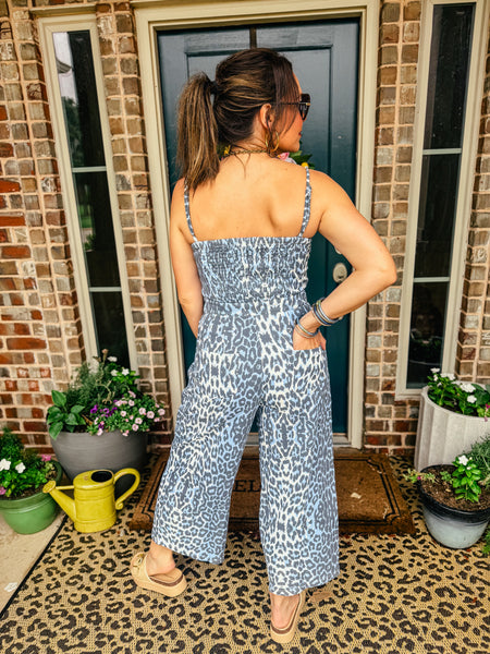 Blue Leopard Jumpsuit