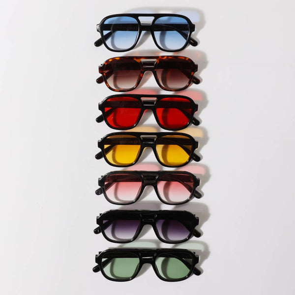 Unisex Retro Square Aviator Style Color Lense Sunglasses