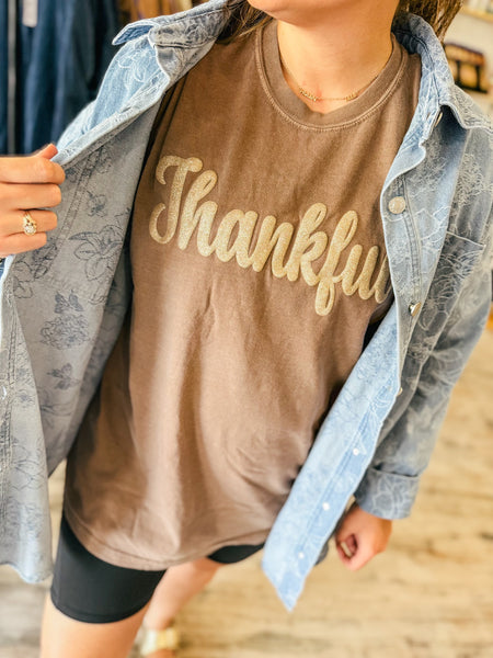 Gold Thankful Puff Tee    