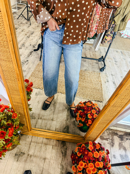 The Bolden Sculpted Crop: High-Rise Two-Tone Barrel Leg Jeans
