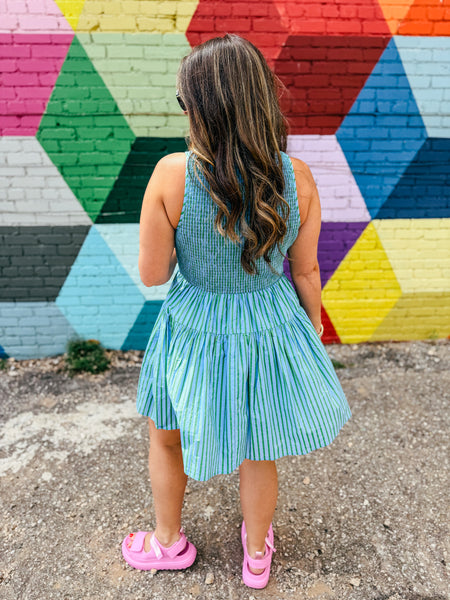 Blue & Green Stripe Dress