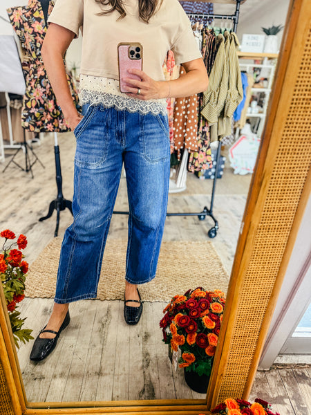 The "Main Character" Side-Button High Rise Barrel Jeans