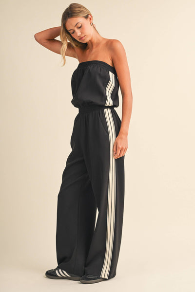 Klesis - IJP3448 STRAPLESS STRIPE TRIM JUMPSUIT