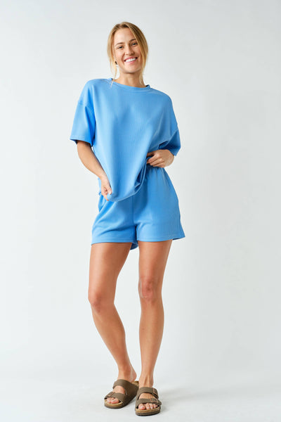 Mono B - Luxe Sand Wash Rib Classic Tee Set