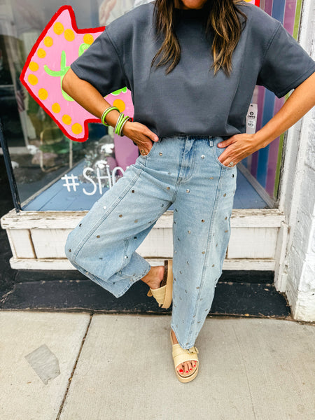 Studded Barrel Denim