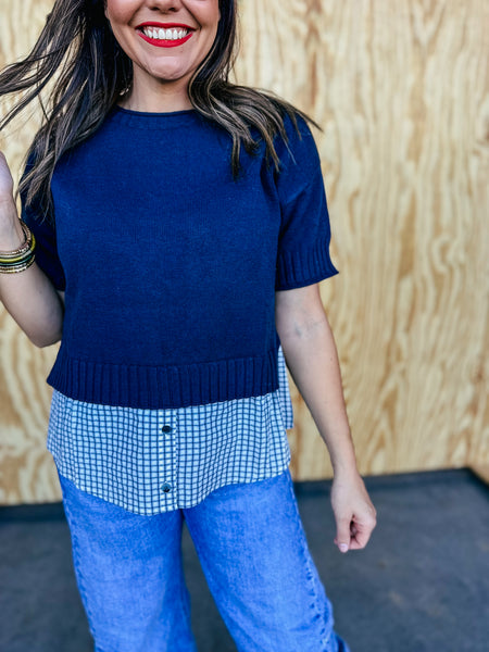 Rollup Neck & Sleeve Knit Layered Top