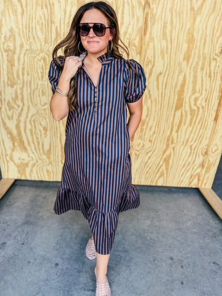 Blue and Brown Stripe Maxi