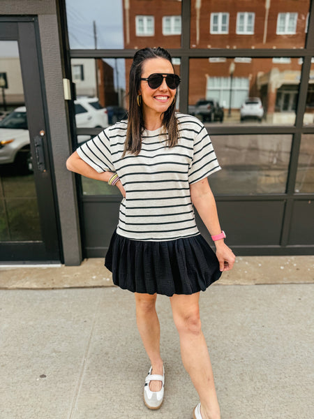 Ellis Stripe Bubble Mini Dress