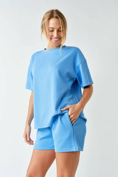 Mono B - Luxe Sand Wash Rib Classic Tee Set