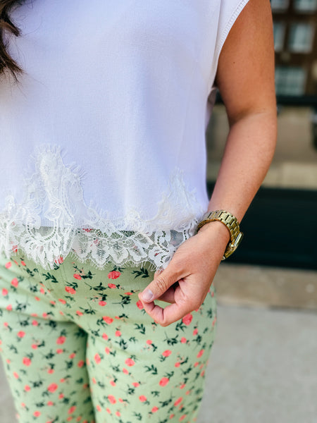 White Lace Bottom Light Sweater
