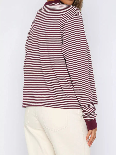Striped Oversized Round Neck Sweatshirt: WAREHOUSE FIND