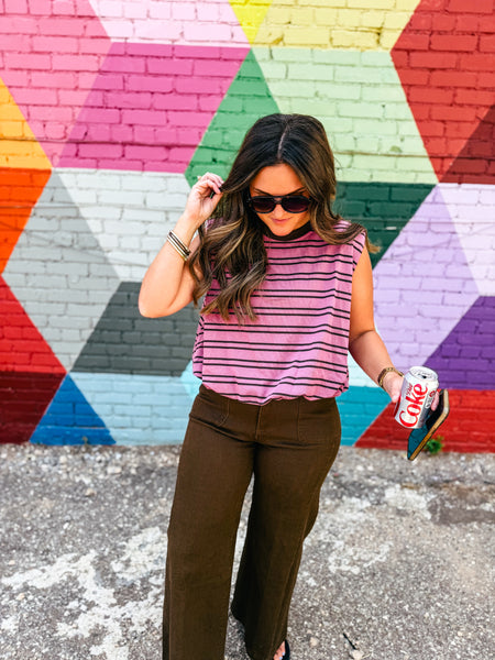 Orchid Stripe Muscle Top