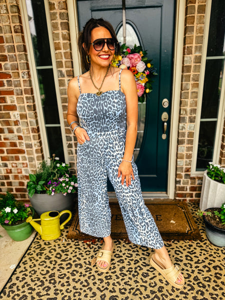 Blue Leopard Jumpsuit