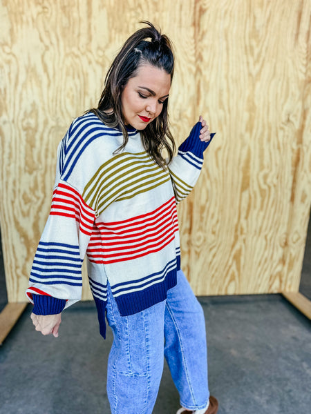 Navy Combo Stripe Sweater
