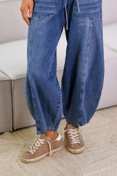 Drawstring Jeans with Pockets(10-14 day)