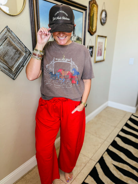 Abby Barrel Sweatpant in Cherry Red