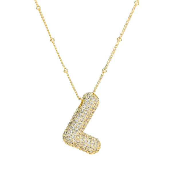 Initial Balloon Bubble 18K Gold Necklace    