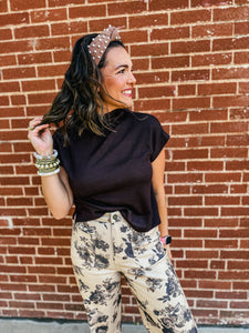 Brown Mock Neck Light Knit Top