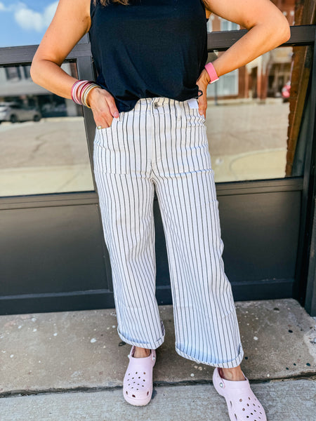 Kit Pinstripe Crop Denim