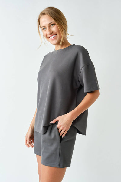 Mono B - Luxe Sand Wash Rib Classic Tee Set