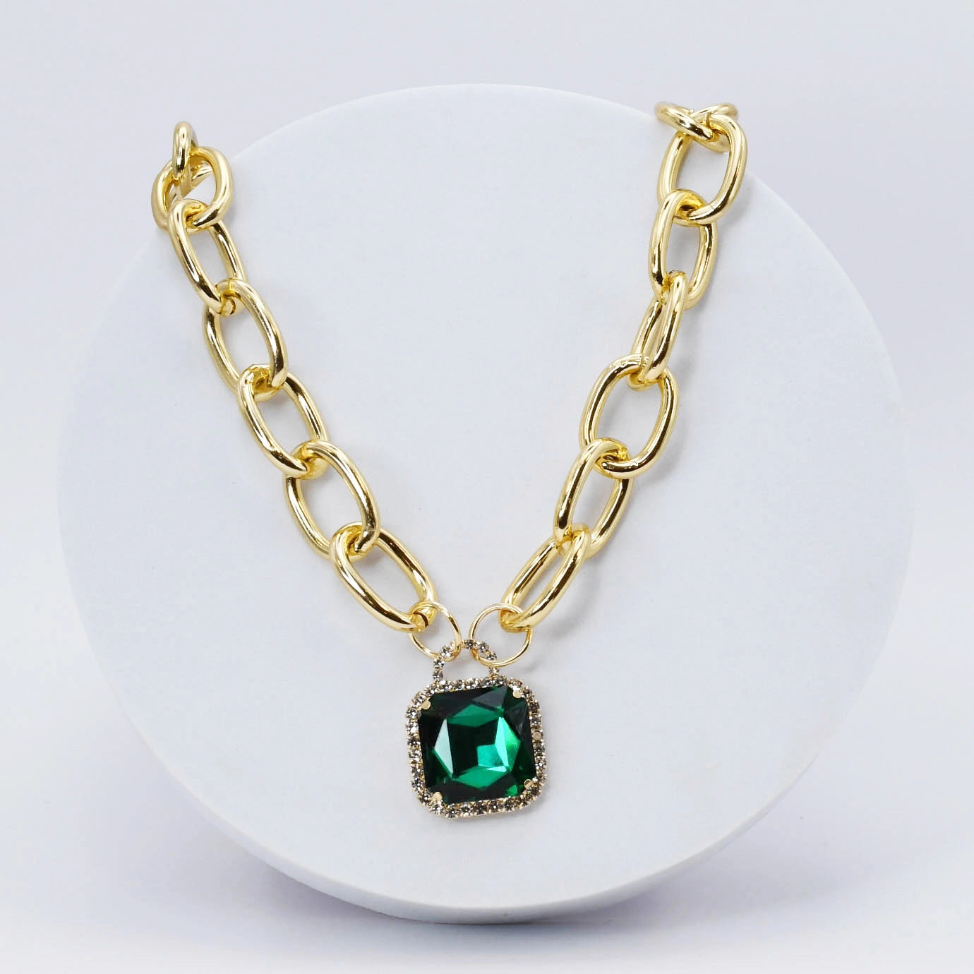 Emerald Glamour Chunk Necklace