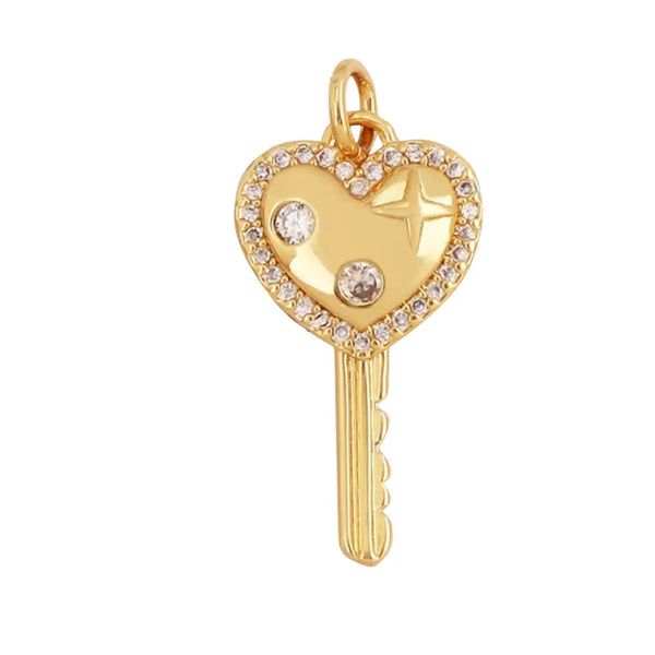 Medium Charm  Heart Key  