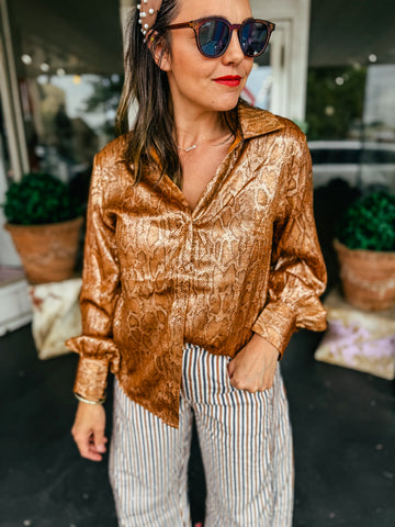 Katy Snake Button Down